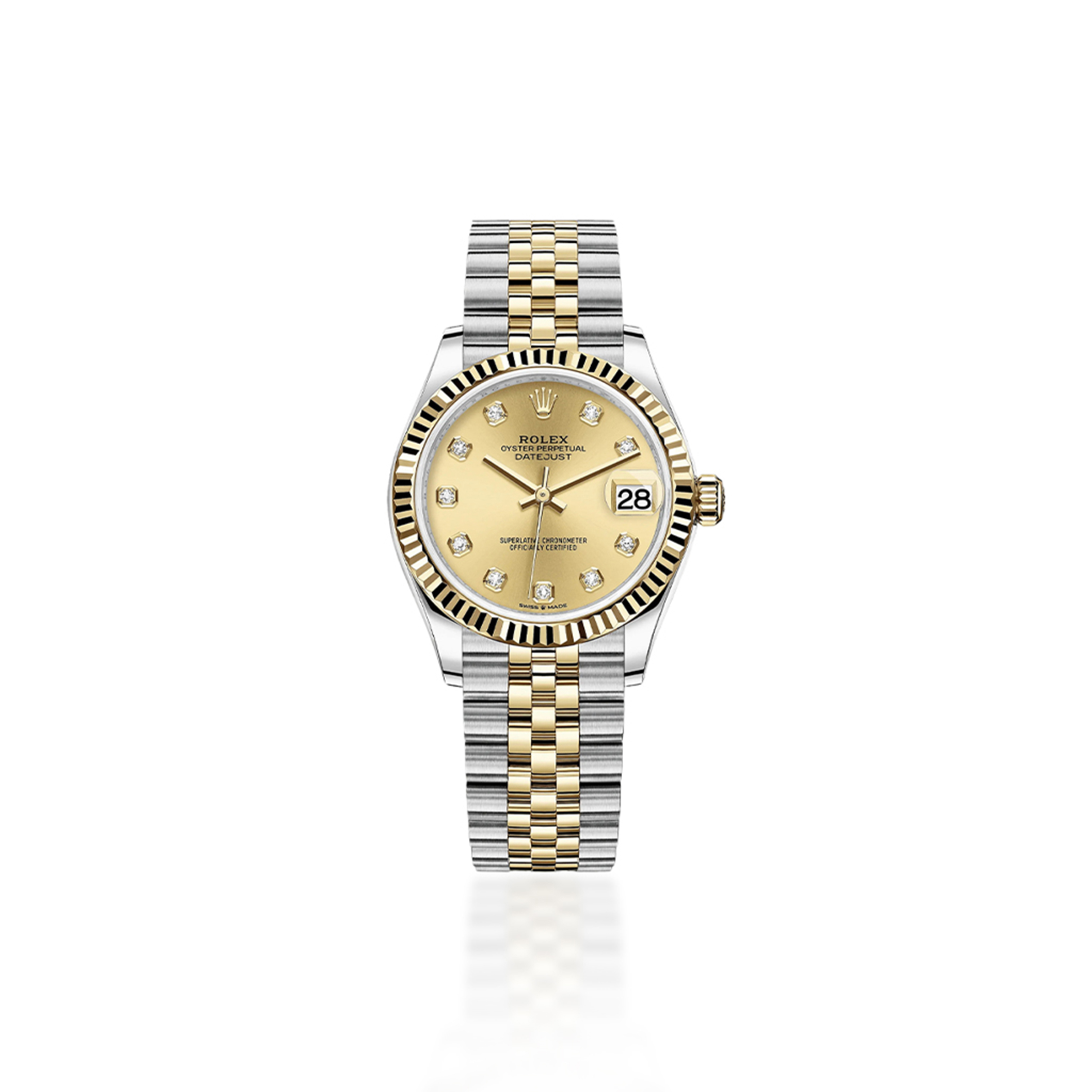 ROLEX DATEJUST YELLOW GOLD & STEEL CHAMPAGNE DIAL 31MM